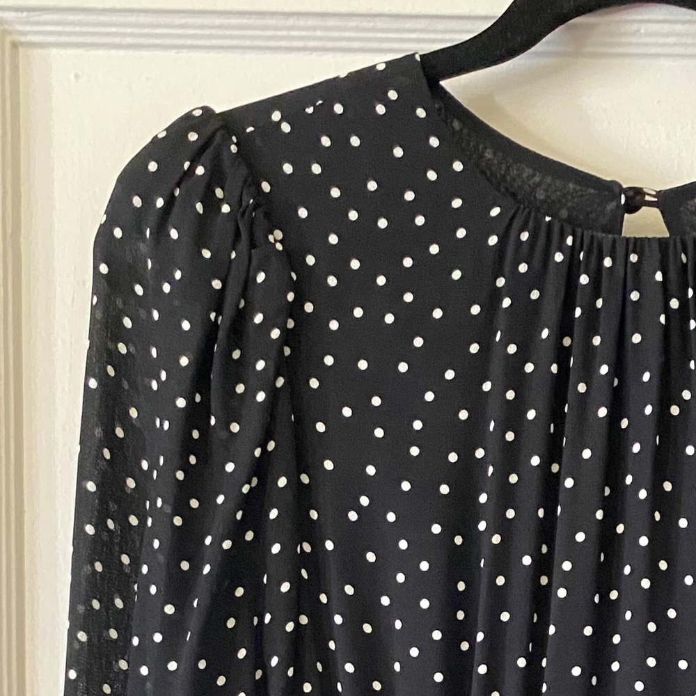 Reformation Black White Polka Dot Zip Mid Length Dress Size 6 - Picture 14 of 15